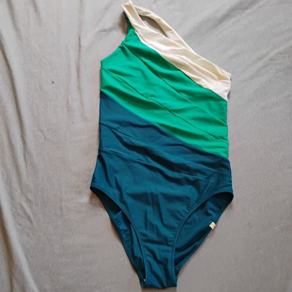Summersalt The Sidestroke One Piece Swimsuit Size 6LT Tall Colorblock Green - Picture 11 of 15